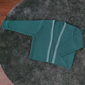 Green cardigan with silver stripes M